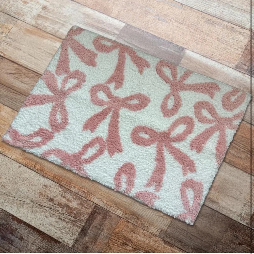Pink coquette bow rug new